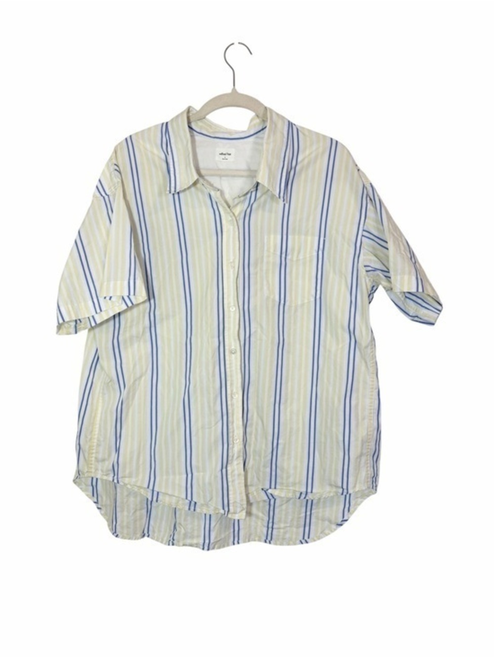 Aritzia Wilfred Free Relaxed Short Sleeve Striped Button Up Shirt S Cotton Cabin